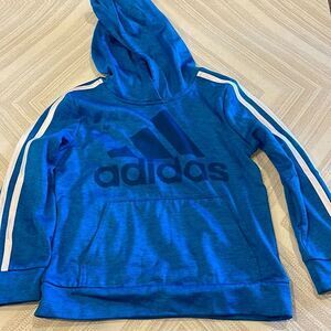Adidas Boys Blue Logo Hooded Sweatshirt